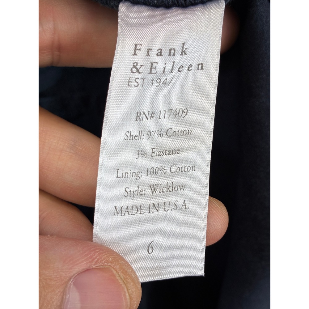Frank & Eileen Wicklow Chino Pants Womens 6 Blue Cropped Raw Hem Quiet Luxury - Picture 10 of 12